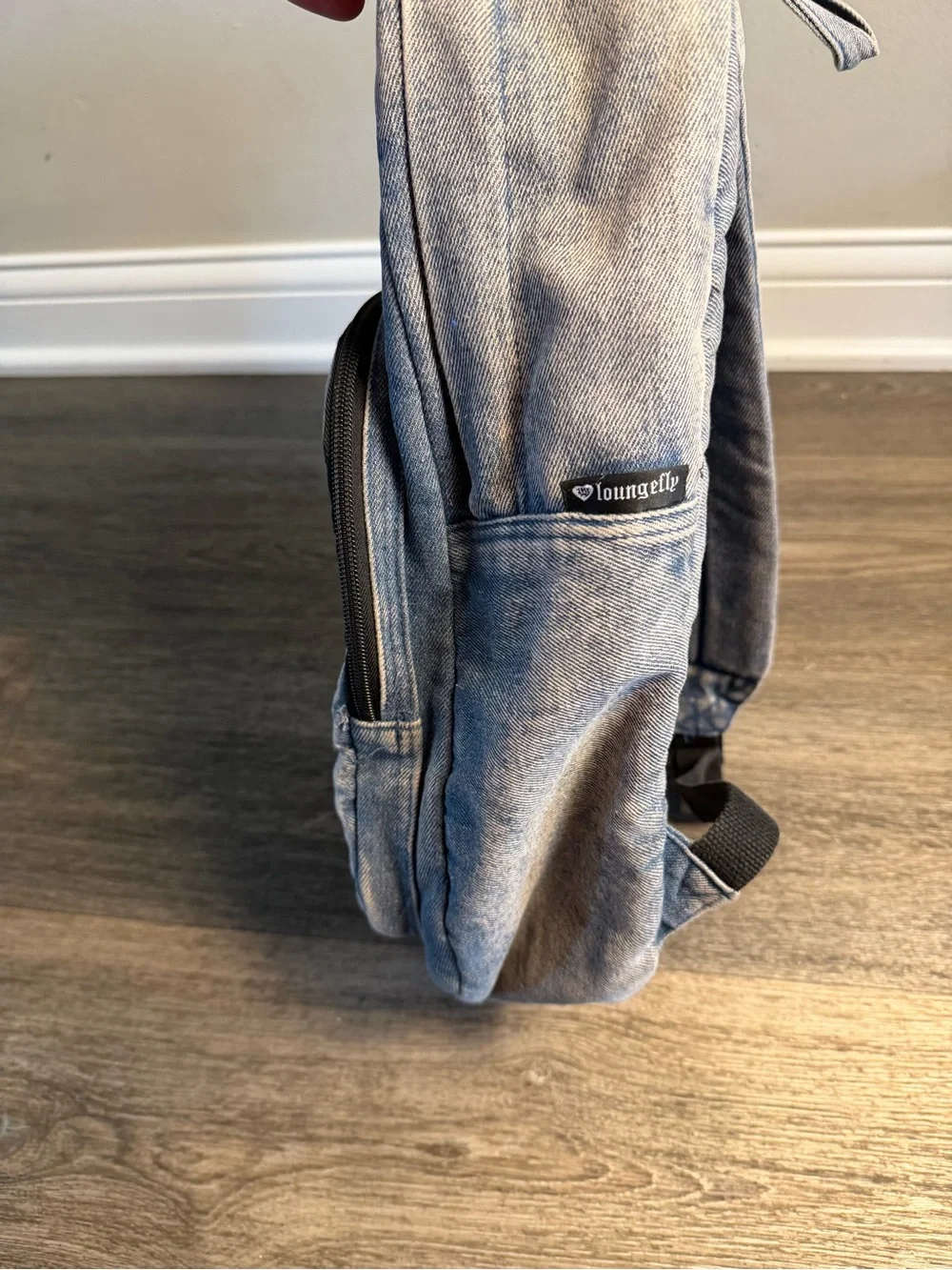 Disney Denim-Style Kids Backpack with Lilo & Stitch Patches - Blue